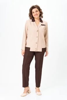 Костюм брючный 1144 беж + шоколад Vilena