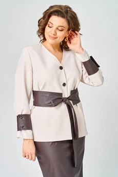 Костюм с юбкой 1147 беж+шоколад Vilena