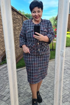 Костюм с юбкой 17173 клетка фиолетовый Vittoria Queen