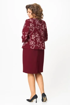Костюм с платьем 4460 бордовый + цветы ZLATA
