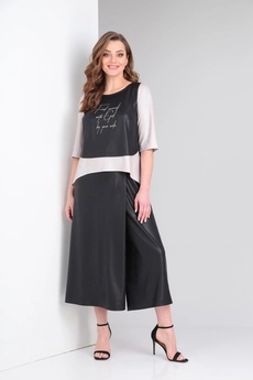 Костюм брючный 429 синий + бежевый Zigzag Style