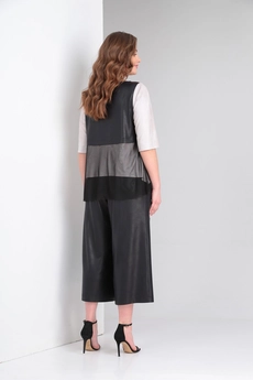 Костюм брючный 429 синий + бежевый Zigzag Style