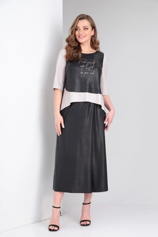 Костюм брючный 429 синий + бежевый Zigzag Style