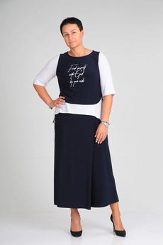 Костюм брючный 429 синий+ белый Zigzag Style