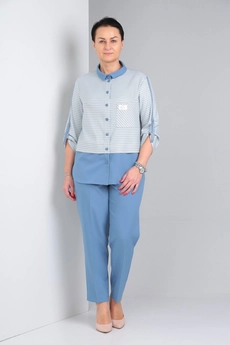 Костюм брючный 455 голубой Zigzag Style