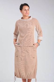 Костюм с юбкой 500 бежевый Zigzag Style