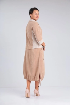 Костюм с юбкой 500 бежевый Zigzag Style