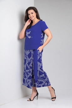 Костюм брючный 556 синий Zigzag Style