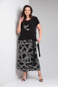 Костюм брючный 556 черный Zigzag Style