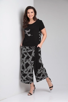 Костюм брючный 556 черный Zigzag Style