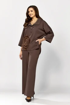 Костюм брючный 559-2 шоколадный мусс Zigzag Style