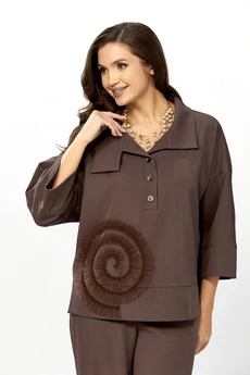 Костюм брючный 559-2 шоколадный мусс Zigzag Style