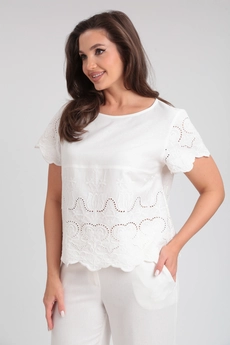 Костюм брючный 563 белый Zigzag Style