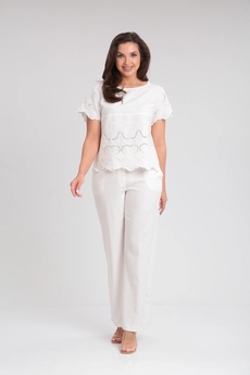 Костюм брючный 563 белый Zigzag Style