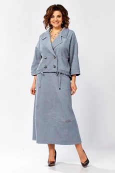 Костюм с юбкой 608 серо-голубой Zigzag Style