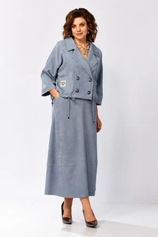 Костюм с юбкой 608 серо-голубой Zigzag Style