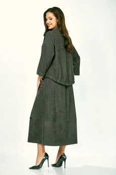 Костюм с юбкой 608-темный мох Zigzag Style