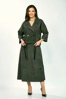 Костюм с юбкой 608-темный мох Zigzag Style