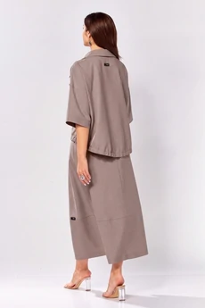 Костюм с юбкой 608-1 кофейный Zigzag Style