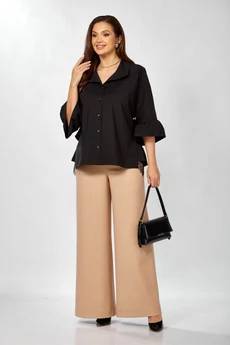 Костюм брючный 625 черный + бежевый Zigzag Style