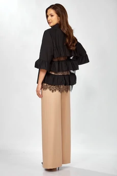 Костюм брючный 625 черный + бежевый Zigzag Style