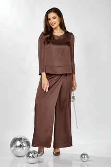 Костюм брючный 626 молочный шоколад Zigzag Style