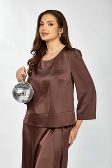 Костюм брючный 626 молочный шоколад Zigzag Style