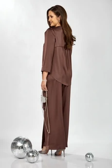 Костюм брючный 626 молочный шоколад Zigzag Style