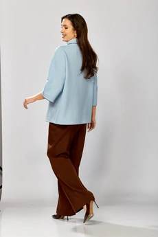 Костюм брючный 630 голубой + коричневый Zigzag Style