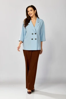 Костюм брючный 630 голубой + коричневый Zigzag Style
