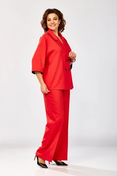 Костюм брючный 630 красный Zigzag Style