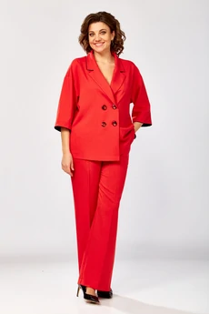 Костюм брючный 630 красный Zigzag Style