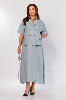 Костюм с юбкой 643 голубой Zigzag Style
