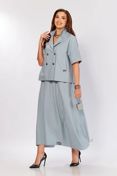 Костюм с юбкой 643 голубой Zigzag Style