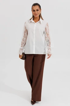 Костюм брючный 646 белый + теракот Zigzag Style