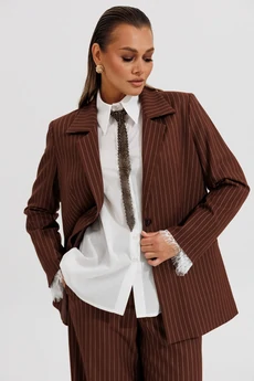 Костюм брючный 646 белый + теракот Zigzag Style