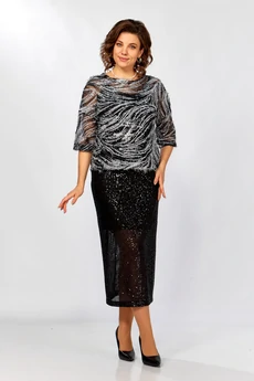 Костюм с юбкой 434 темно-синий hOla la