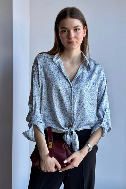 Блузка 428 голубой Lizet collection