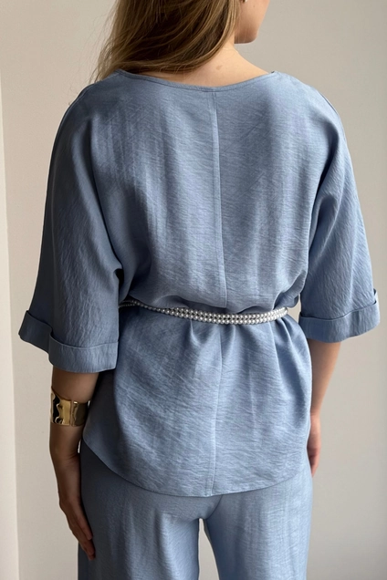 Блузка 407 голубой Lizet collection