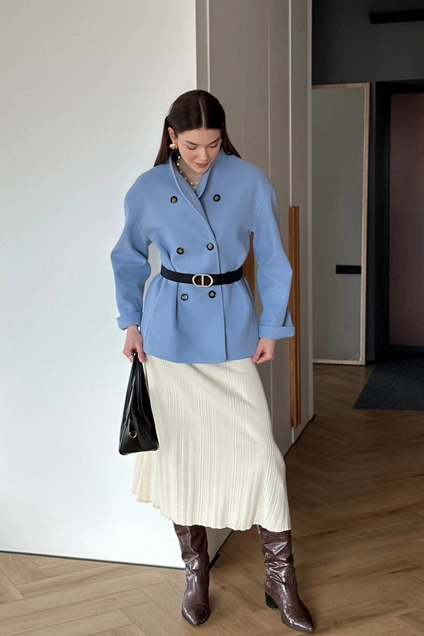 Пальто 469 голубой Lizet collection