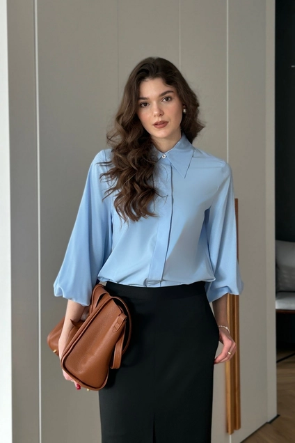 Блузка 400 голубой  Lizet collection