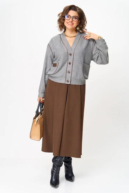 Костюм с юбкой 24131 коричневый AIRA style