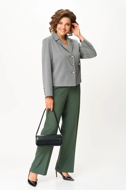 Костюм брючный 24240 серо-зеленый AIRA style фото 3