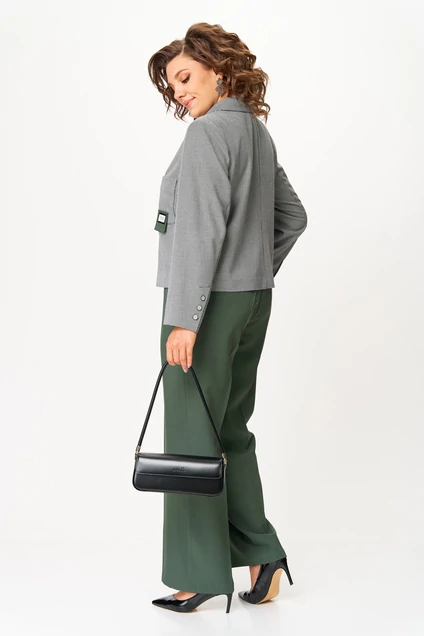 Костюм брючный 24240 серо-зеленый AIRA style фото 2