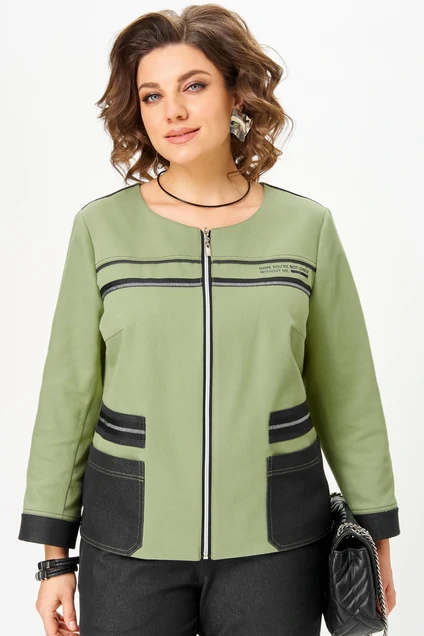Костюм брючный 24249 зеленый+графит AIRA style