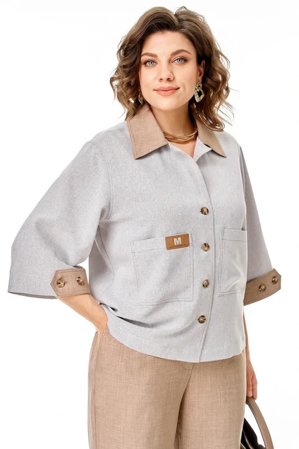 Костюм брючный 24255 серо-бежевый AIRA style