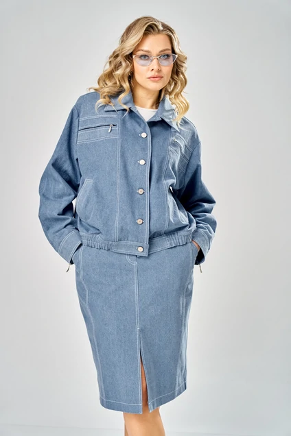 Костюм с юбкой 1049 голубой ARTELLA