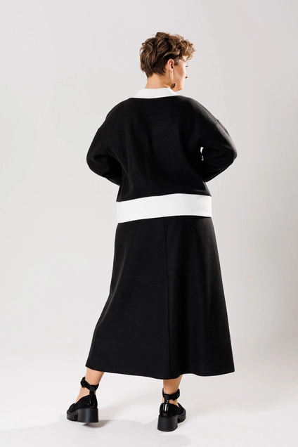 Костюм с юбкой 023 черный AVA fashion