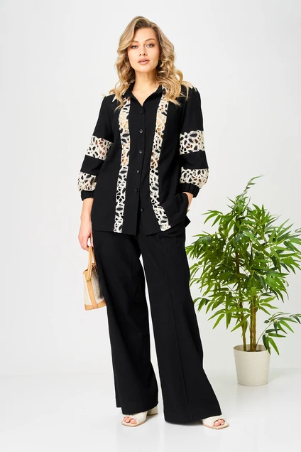 Костюм брючный 195 черный AVA fashion