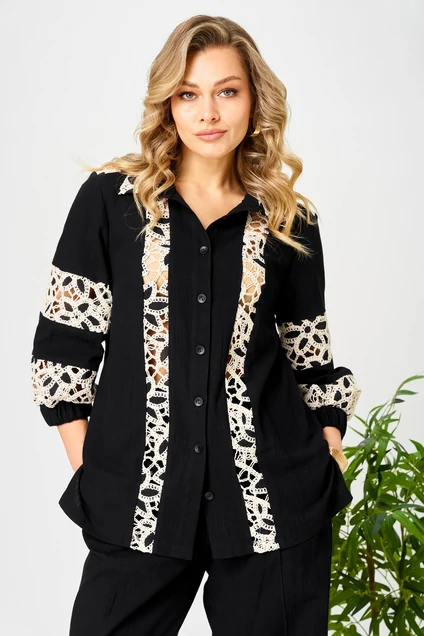 Костюм брючный 195 черный AVA fashion